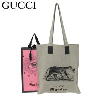 ●GUCCI Garden 限定品● グッチ ガーデン トートバッグ 522707 リネン キャンバス ベンガル / トラ モチーフ エコバッグ(マチ無し) グレーベージュ系【レディース】