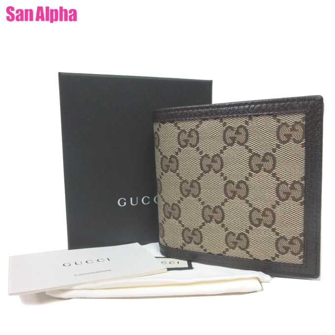 グッチ 財布 二つ折り財布(小銭入れあり) GUCCI キャンバス×レザー GG柄 150413 9903 (ダークブラウン系×ベージュ系) アウトレット メンズ 送料無料