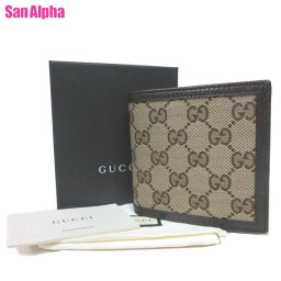 グッチ 二つ折り財布（メンズ） グッチ 財布 二つ折り財布(小銭入れあり) GUCCI キャンバス×レザー GG柄 150413 9903 (ダークブラウン系×ベージュ系) アウトレット メンズ 送料無料