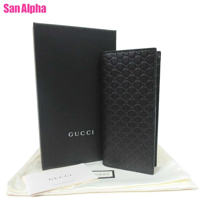 グッチ 長財布（メンズ） 【最大500円OFFクーポン配布 6/4 10:00～】グッチ 財布 長財布 GUCCIマイクログッチシマ レザー スリム ウォレット パスケースあり 544479 1000(ブラック) アウトレット メンズ 送料無料