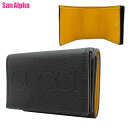 【1000円OFF 5/16 01:59迄】グッチ 財布 三つ折り財布 GUCCI レザー エンボスロゴ ミニウォレット ミニ財布 736151 (ブラック×イ...