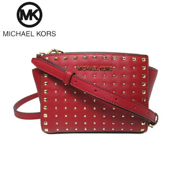 マイケルコース ブティック Michael Kors ショルダーバッグ 35H8GSMC2L レザー×スタッズ ミニ クロスボディー / ミニ ポッシェット SELMA STUD / MINI CROSSBODY / SCARLET(レッド系)【レディース】【ギフト】