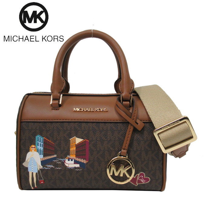 マイケルコース ハンドバッグ マイケルコース バッグ ハンドバッグ Michael Kors ジェット セット ガール PVC トラベル スモール 2WAY ダッフル クロスボディ ミニボストン 斜めがけ 35F2G5CC0B BROWN MULTI(ブラウンマルチ) アウトレット レディース 送料無料