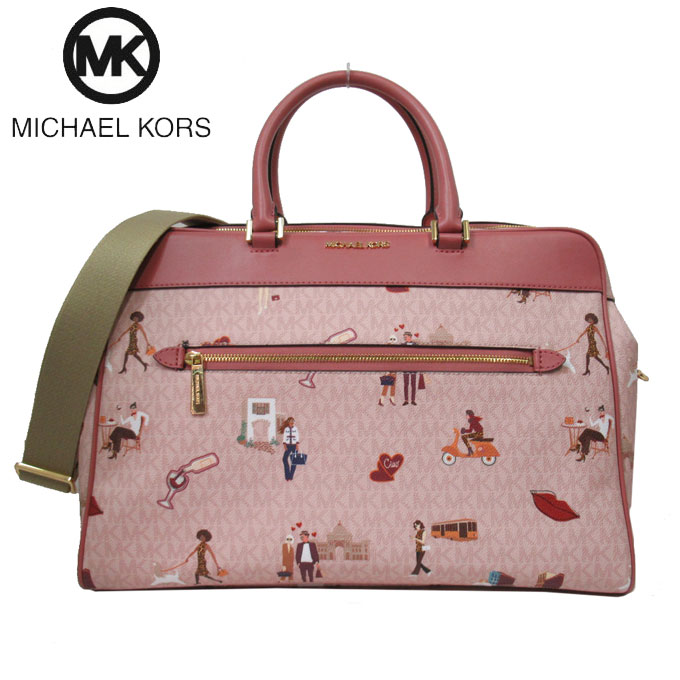 マイケルコース ハンドバッグ マイケルコース バッグ ハンドバッグ Michael Kors MKシグネチャー ジェット セット ガール 2WAY トップ ジップ ウィークエンダー ボストンバッグ 旅行 35F2G5CT4V DK PWBLSH ML(ピンク系×マルチ) アウトレット レディース【ラッピング対象外】