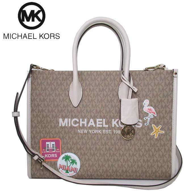 マイケルコース A4対応バッグ レディース マイケルコース バッグ トートバッグ MICHAEL KORS MKシグネチャー マイアミ アップリケ ミレラ EW トート 2WAY 斜め掛け A4ファイル収納可 35S3G7ZT6B LT CREAM(ベージュ系×マルチカラー)アウトレット レディース 送料無料