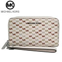 【最大700円OFFクーポン】マイケルコース 財布 長財布 MICHAEL KORS ジェット セット トラベル MK ロゴ ストラップ付 ラージ フラット ラウンド フォン ウォレット 35S3STVE7L LT CRM MULTI(ライトクリームマルチ)アウトレット レディース 送料無料