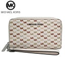 マイケルコース 財布 レディース 【1000円OFF 4/27 09:59迄】マイケルコース 財布 長財布 MICHAEL KORS ジェット セット トラベル MK ロゴ ストラップ付 ラージ フラット ラウンド フォン ウォレット 35S3STVE7L LT CRM MULTI(ライトクリームマルチ)アウトレット レディース 送料無料