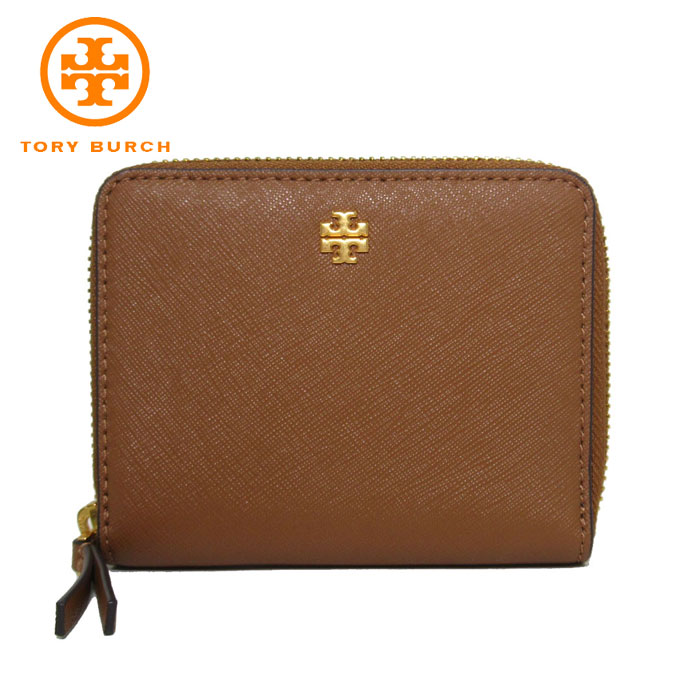 【10 OFF 5/21 09:59迄】トリーバーチ 財布 二つ折り TORY BURCH エマーソン ミディアム ウォレット ラウンドファスナー ミニ財布 136098 0522 909(ブラウン系) アウトレット レディース 送料無料