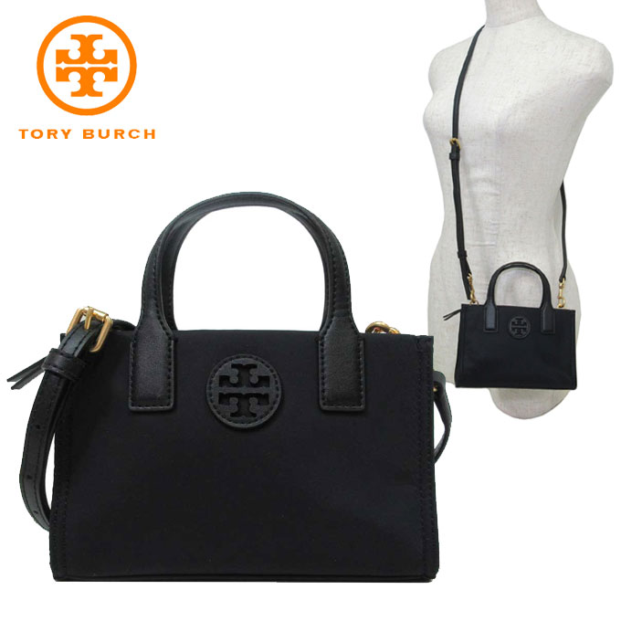 トリーバーチ ミニバッグ レディース 【10%OFF 5/21 09:59迄】トリーバーチ ショルダーバッグ TORY BURCH エラ ナイロン ロゴ ミニ トート 146437 0223 001(ブラック) レディース 送料無料