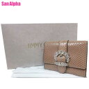 ジミーチュウ 革財布 レディース ジミーチュウ 財布 三つ折り財布(小銭入れあり) JIMMY CHOO シェリ ウォレット ビジュー リザード プリンテッド ファブリック 143730 POWDER PINK (ピンク系) レディース 送料無料