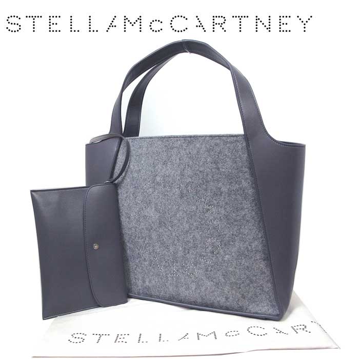 ステラ 【1000円OFF 5/16 01:59迄】ステラ マッカートニー バッグ トートバッグ STELLA McCartney エコフェルト ロゴ ポーチ付き トート 肩掛け A4ファイル収納可 502793 WP0059 1262(グレー系) レディース 送料無料