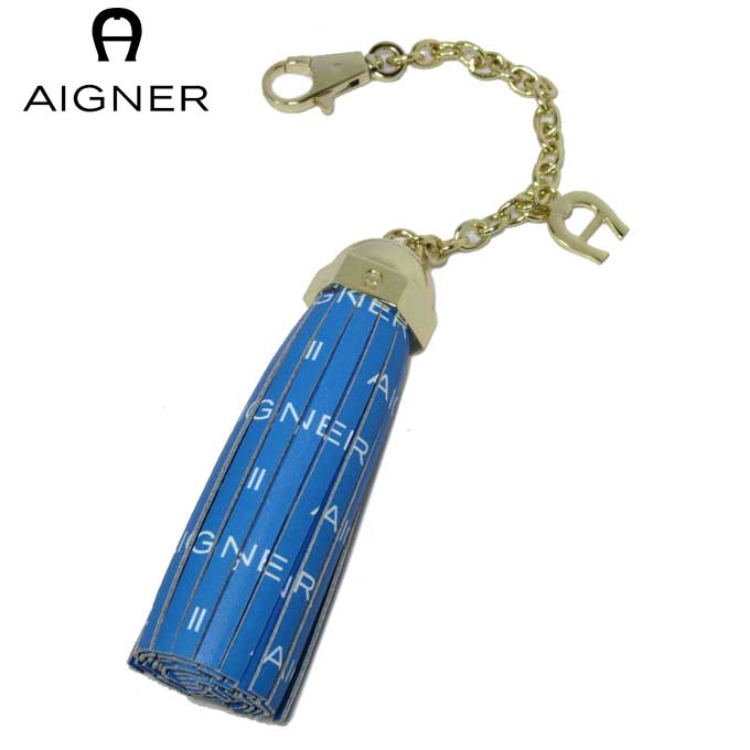 アイグナー ブティック AIGNER キーホールダー 160127-571 レザー タッセル バッグチャーム Fashion / Cyan blue レディース