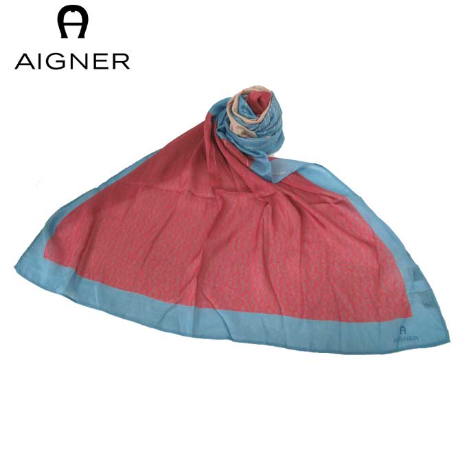アイグナー ブティック AIGNER アパレル 242086-406 モダール×シルク シーズナル 長方形 スカーフ Seasonal / Dusty Ros(ダークピンク系×ライトブルー系マルチ) レディース