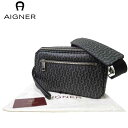 【30%OFF&ポイント10倍】アイグナー ブティック AIGNER ショルダーバッグ 142139-007 PVC(塩ビ)×レザー Sonderpr ストラップ付き 馬蹄 Aシグネチャー 斜め掛け / Black【メンズ】【レディース】
