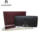 【30%OFF&ポイント10倍】アイグナー ブティック AIGNER 財布 156203-002 ロゴ 金具 二つ折り 長財布 Lana / Black【レディース】