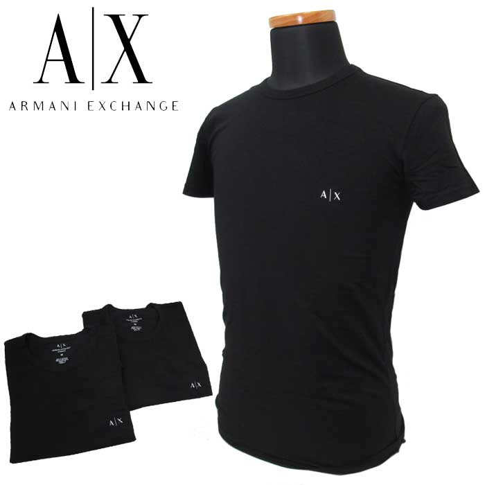 【10%OFF 5/21 09:59迄】●2枚セット / 4サイズ有● アルマーニ エクスチェンジ A/X Armani Exchange アパレル メンズ 956005-CC282-07320 コットン ロゴ インナー 丸襟 伸縮性有