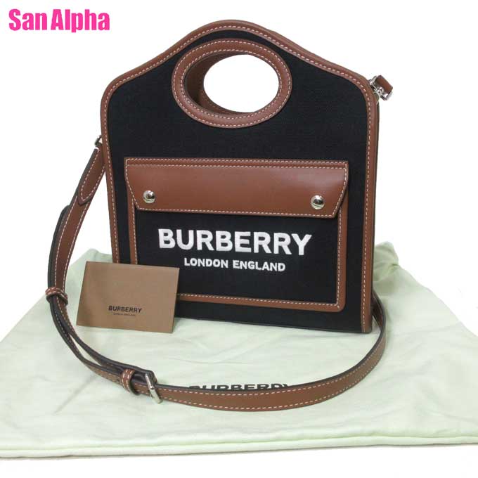 【10%OFF 5/21 09:59迄】バーバリー バッグ ショルダーバッグ BURBERRY ロゴ ミニ ポケットバッグ ハンドバッグ 斜めかけ 8055746 BLACK/TAN(ブラック×タン) アウトレット レディース 送料無