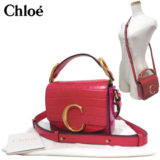 【10%OFF 5/21 09:59迄】クロエ バッグ ショルダーバッグ Chloe クロエC クロコ調 ミニ スクエア B 2WAY ショルダー 斜め掛け CHC20SS193 C36 6Q5(グラフィック ピンク) レディース 送料無料