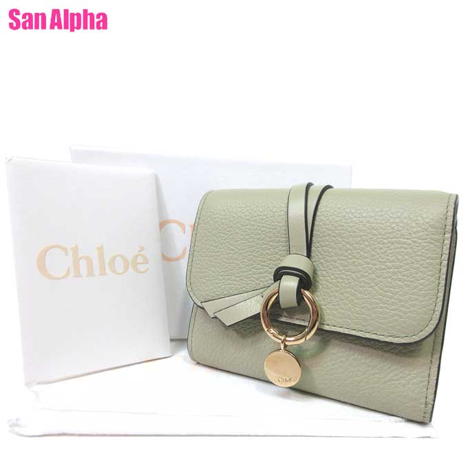 【1000円OFF 5/16 01:59迄】クロエ 財布 三つ折り財布(小銭入れあり) Chloe アルファベット レザー スモール トリフォールド ウォレット CHC21WP718F57 37J (フェイデッドグリーン) ブティック レディース 送料無料