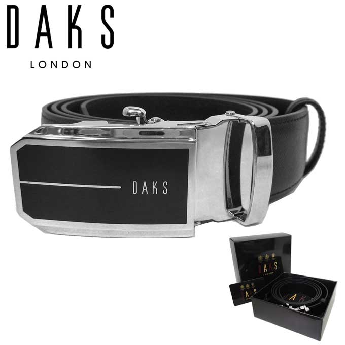 【1000円OFF 4/17 AM9:59迄】ダックス DAKS ベルト メンズ GB2201 BLACK 型押しレザー サイドリリースバックル アパレル 送料無料