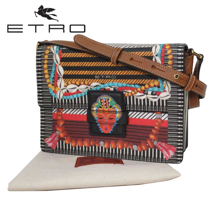 【1000円OFF 5/27 01:59迄】エトロ ETRO ショルダーバッグ 斜めがけ レディース 1H706 2958 100 PVC レザー アフリカ 送料無料