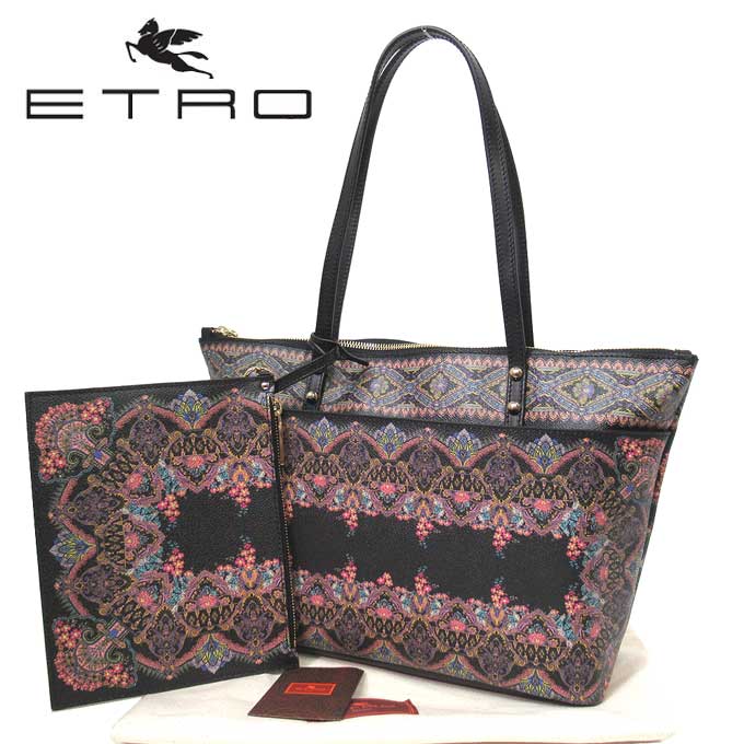 ＼1000円OFF／スーパーSALE期間限定 クーポン配布中 エトロ ETRO トートバッグ レディース 1H978 2808 1 PVC ポーチ付き フローラル 花柄 プリント カシミール A4対応 送料無料