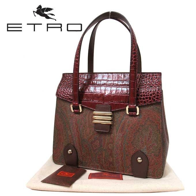 【10%OFF 5/21 09:59迄】エトロ ETRO バッグ レディース 1H980 8115 300 PVC クロコ調レザー ペイズリー ハンドバッグ 送料無料