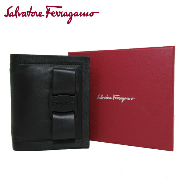 サルヴァトーレ・フェラガモ 財布（レディース） 【1000円OFF 6/11 01:59迄】フェラガモ Salvatore Ferragamo 財布 レディース 220288 0001 0010 レザー ヴァラ リボン 二つ折り財布 送料無料