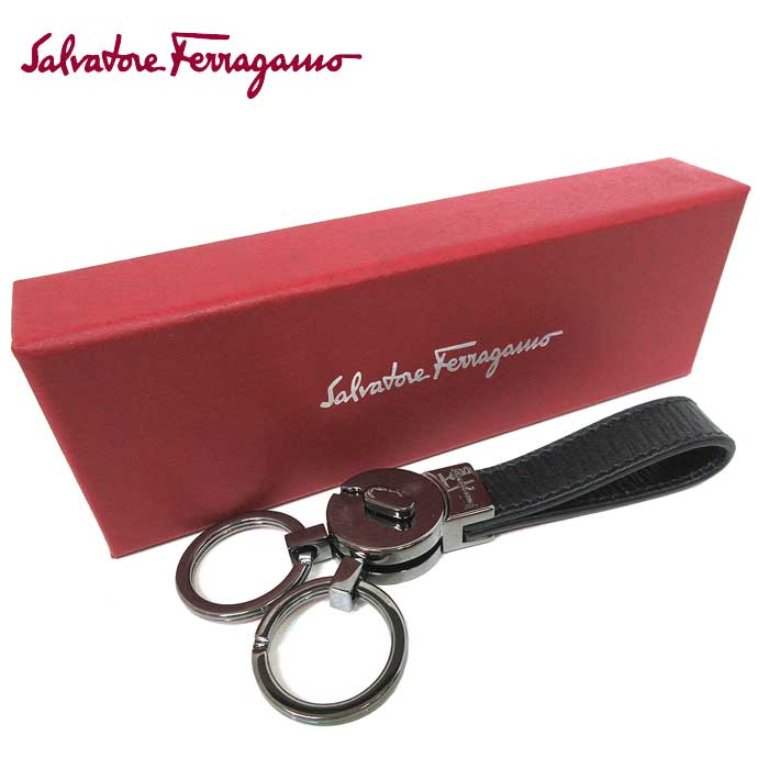 【1000円OFFクーポン配布 12/26 01:59迄】フェラガモ キーホルダー Salvatore Ferragamo レザー リバイバル キーリング 669847 0007 0010 (ブラック) メンズ 送料無料のサムネイル