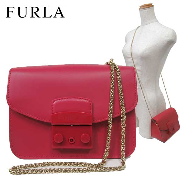 フルラ ショルダーバッグ（レディース） フルラ バッグ ショルダーバッグ FURLA メトロポリス チェーン ミニ クロスボディ ポシェット ミニバッグ 斜め掛け BATLEP0 VNC000 RUB00(レッド系)ブティック レディース 送料無料