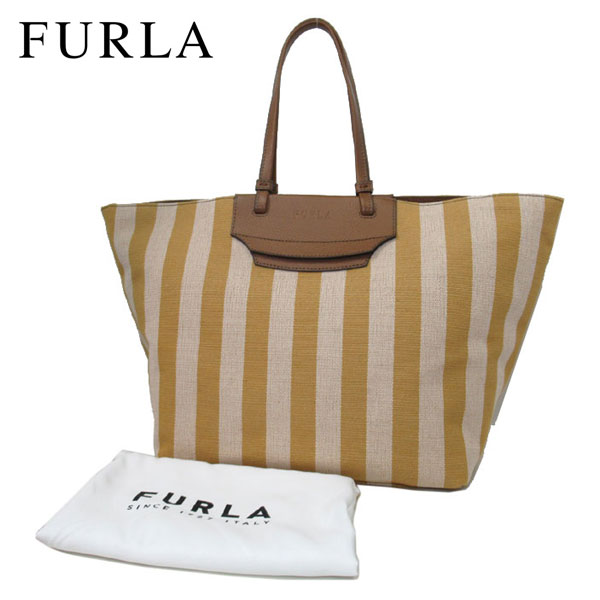 【10%OFF 3/2 09:59迄】フルラ ブティック FURLA トートバッグ レディース WB00510 BX0635 1046S キャンバス メラヴィリア ストライプ柄 A4ファイル収納可 送料無料