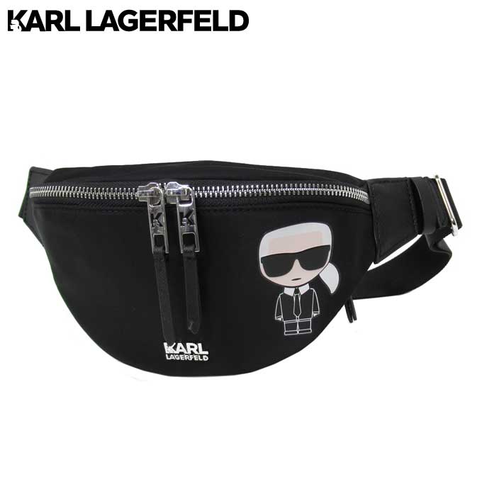 【10 OFF 5/21 09:59迄】カール ラガーフェルド バッグ ショルダーバッグ Karl Lagerfeld ナイロン カール モチーフ ベルトバッグ ボディーバッグ 86KW3086 (ブラック) アウトレット レディース 送料無料