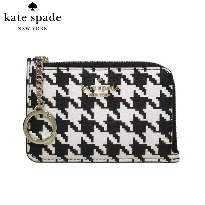 ケイトスペード ケイトスペード カードケース kate spade ダーシー ミディアム レザー 千鳥柄プリント L字 ジップ コインケース K9154 001(ブラックマルチ) アウトレット レディース 【メール便対応(ネコポス)】