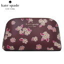 ケイトスペード ポーチ（レディース） ケイトスペード ポーチ kate spade ティンセル サフィアーノPVC フロステッド フローラル グリッター スモール コスメティックケース K9300 600(ワイン系マルチ) アウトレット レディース 送料無料