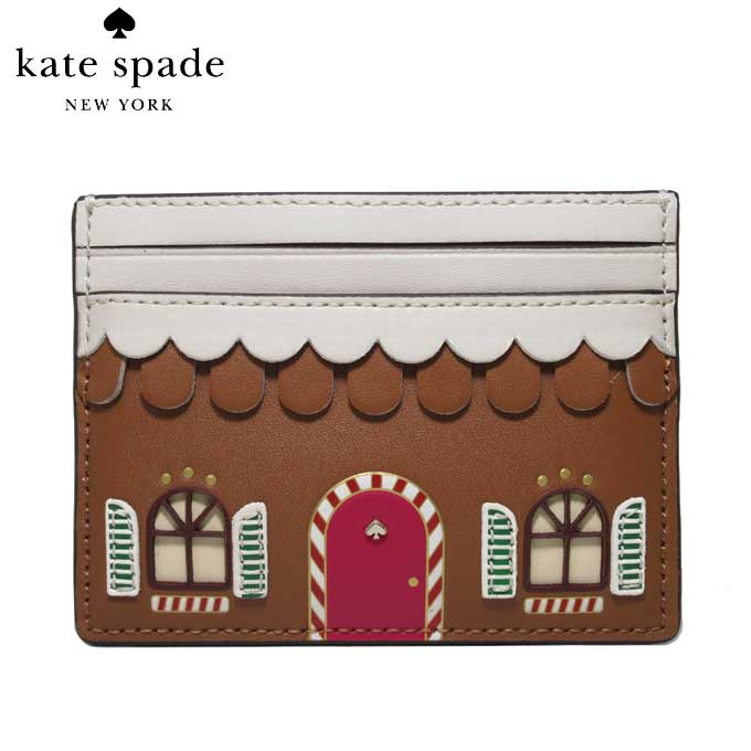 ケイトスペード カードケース kate spade ジンジャーブレッド レザー スモール スリム カード ホルダー K9334 960(ブラウン系マルチカラー) アウトレット レディース 【メール便対応(ネコポス)】