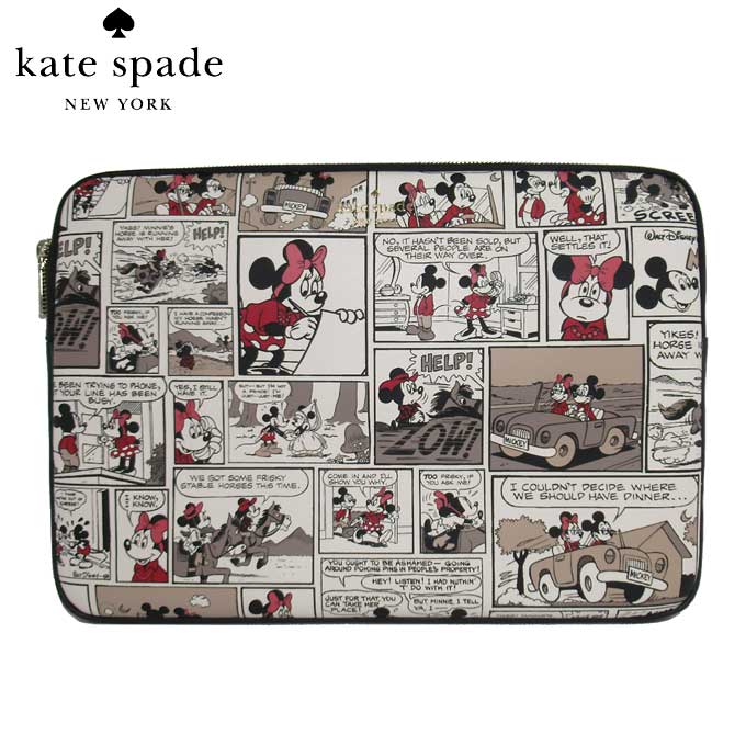 【10%OFF 5/21 09:59迄】ケイトスペード ポーチ kate spade レザー iPad・タブレットケース レザー ディズニー コラボ ミッキー ミニー クラシックコミック プリント 15インチ ラップトップケース K9412 960 アウトレット レディース メンズ 送料無料