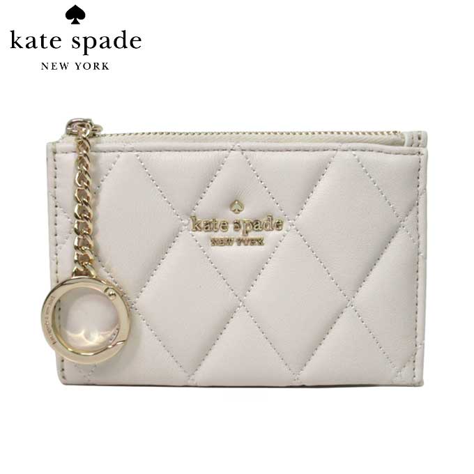 【1000円OFF 5/28 01:59迄】ケイトスペード カードケース kate spade キャリー スムース キルテッド レザー スモール ジップ カード ホルダー キーリング付き KA598 100(パーチメント) アウトレット レディース 送料無料のサムネイル