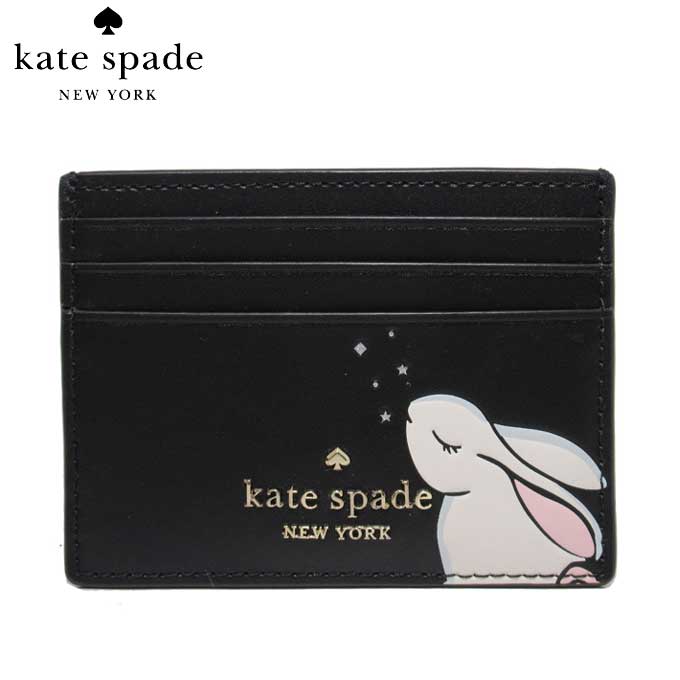 ケイトスペード カードケース kate spade ブン ブン うさぎ バニー スモール スリム カードホルダー KA608 001(ブラック×マルチカラー)アウトレット レディース 