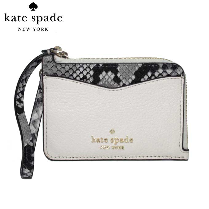 ケイトスペード カードケース kate spade レイラ ミックスド マテリアル パイソン柄 レザー カードホルダー キーリング付き KB494 960(パーチメント) アウトレット レディース 【メール便対応(ネコポス)】