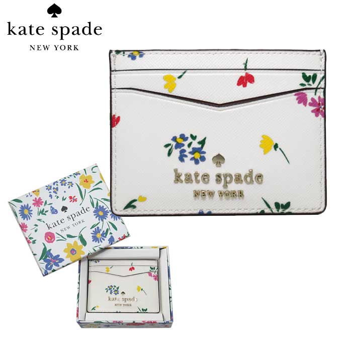 ●ギフトBOX付!!● ケイトスペード カードケース kate spade ステイシー ガーデン ブーケ ディッツィー プリント ボックス PVC スモール スリム カード ホルダー KB530 250(クリームマルチ) アウトレット レディース 送料無料