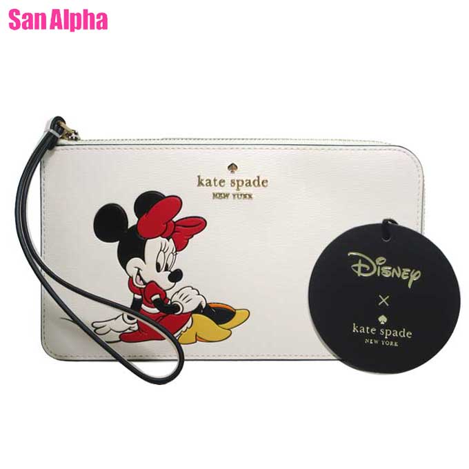 ディズニー ケイトスペード ポーチ 財布 kate spade × Disney ミニー ミディアム L字ジップ リスレット KG659 960 (パーチメント) アウトレット レディース 送料無料