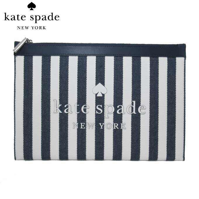 ケイトスペード ポーチ レディース kate spade WLR00560 429 キャンバス ロゴ ストライプ ラージ ジップポーチ アウトレット 送料無料【ギフト】