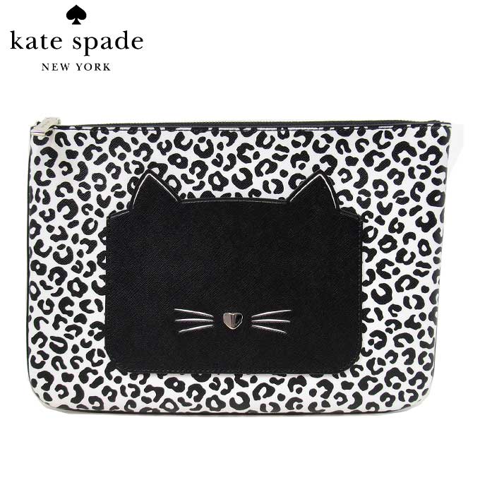 【1000円OFF 1/28 01:59迄】ケイトスペード ポーチ レディース WLR00592 974 キャット 猫 ラージポーチ アウトレット kate spade 送料無料【ギフト】