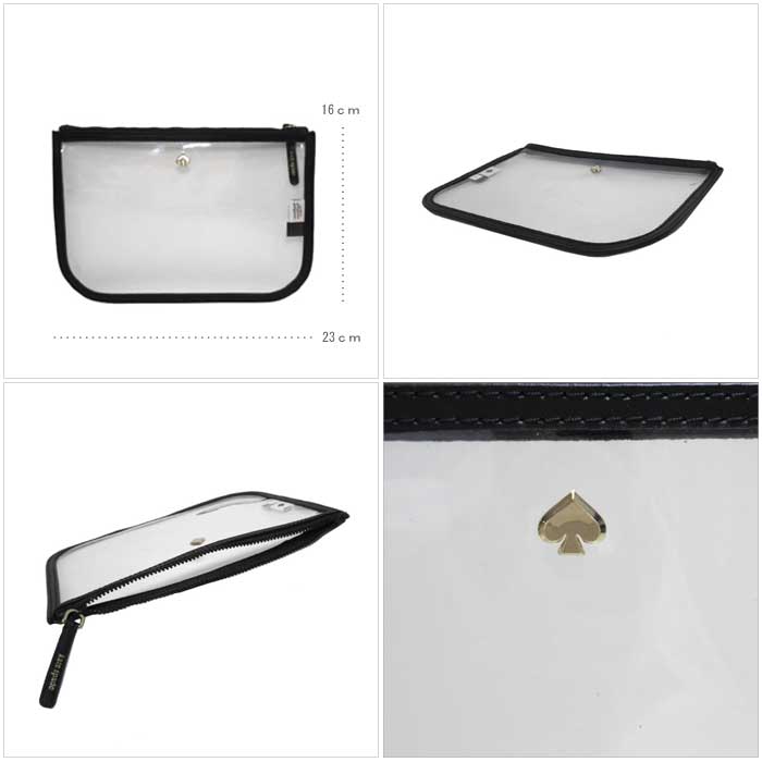 ケイトスペード アウトレット kate spade ポーチ WLRU5963-001 ジェイ スリム コスメティック medium dome cosmetic pouch / jae / slim cosmetic pouch / black(001)：ブラック【メール便対応(ネコポス)】【レディース】【ギフト】