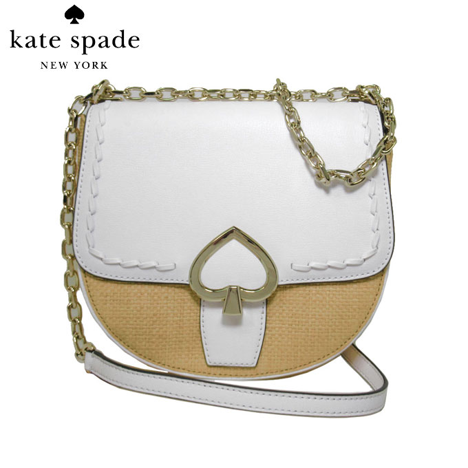 ケイトスペード ショルダーバッグ レディース ケイトスペード アウトレット kate spade ショルダーバッグ WKRU6847-157(ホワイト×ナチュラル系) ストロー ミディアム 2WAYチェーンショルダー / whitedove レディース