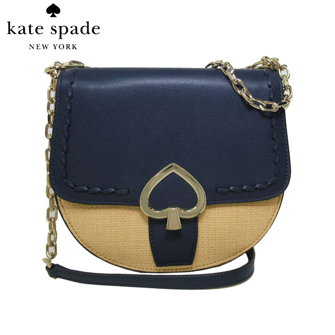 【10%OFF 6/2 09:59迄】ケイトスペード アウトレット kate spade ショルダーバッグ WKRU6847-563(ネイビー×ナチュラル系) ストロー ミディアム 2WAYチェーンショルダー / nightcap レディース