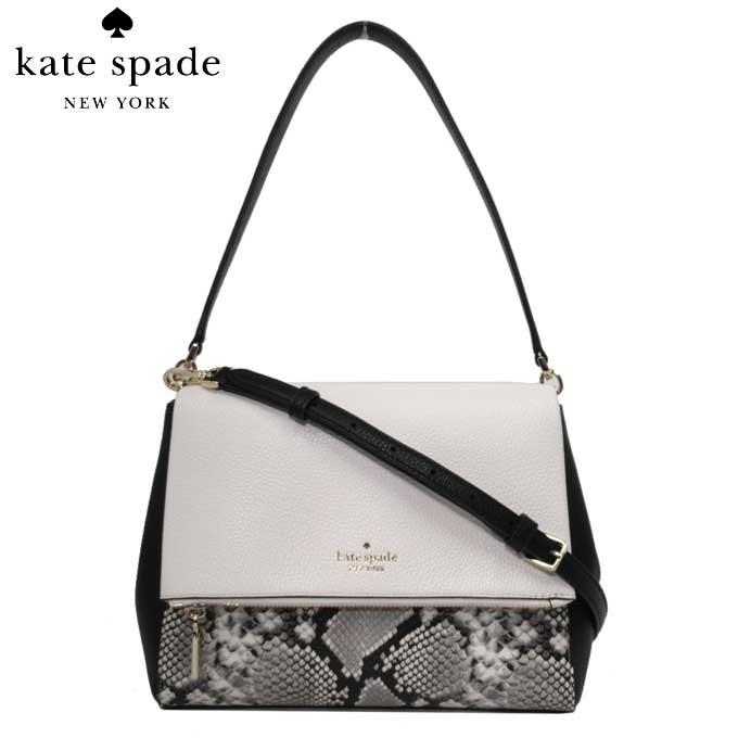 ケイトスペード ショルダーバッグ kate spade レイラ レザー パイソンプリント ミディアム フラップ 2WAY ショルダー 斜めがけ K6039 960(ホワイト系×ブラックマルチ) レディース アウトレット 送料無料