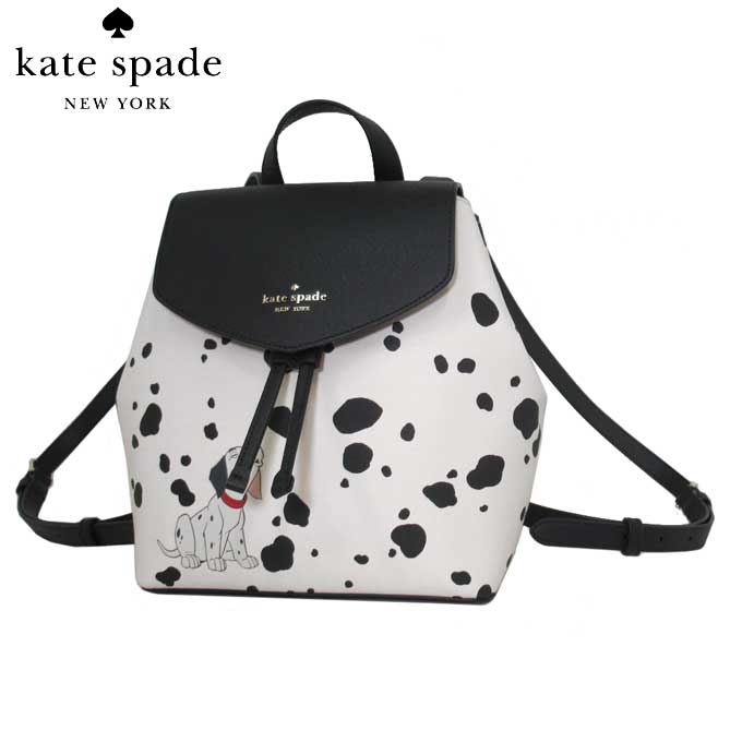 【1000円OFF 8/27 09:59迄】ケイトスペード バッグ ショルダーバッグ kate spade 101匹わんちゃん ダルメシアン柄 ミディアム フラップ バックパック K8098-960(オフホワイト系×ブラック) アウトレット レディース 送料無料のサムネイル