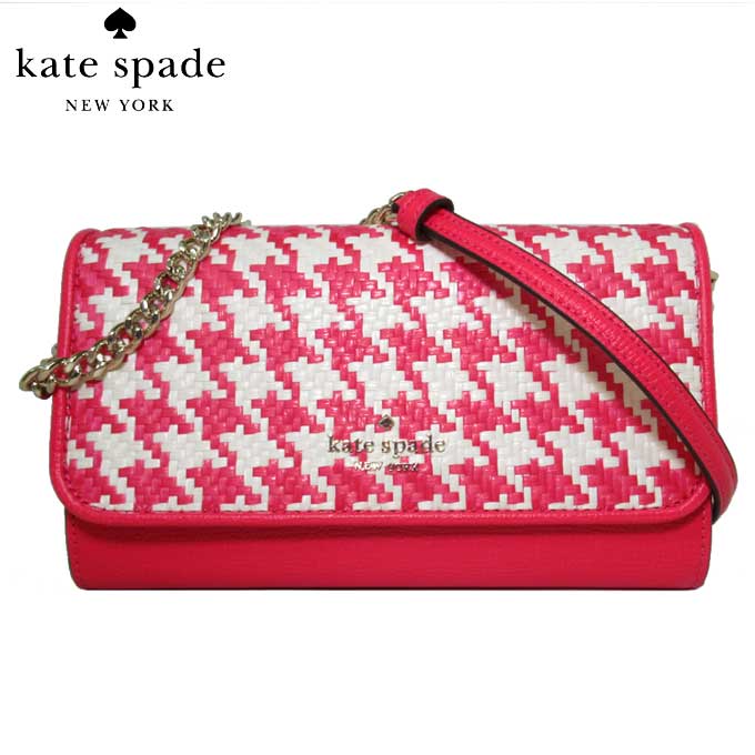 ケイトスペード バッグ ショルダーバッグ kate spade ダーシー 千鳥柄 ハウンドトゥース チェーン ウォレット クロスボディ ショルダーウォレット お財布ポシェット 斜めがけ K8223-650(ピンク系×オフホワイト系) アウトレット 送料無料