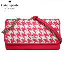 ケイトスペード　ポシェット ケイトスペード バッグ ショルダーバッグ kate spade ダーシー 千鳥柄 ハウンドトゥース チェーン ウォレット クロスボディ ショルダーウォレット お財布ポシェット 斜めがけ K8223-650(ピンク系×オフホワイト系) アウトレット 送料無料